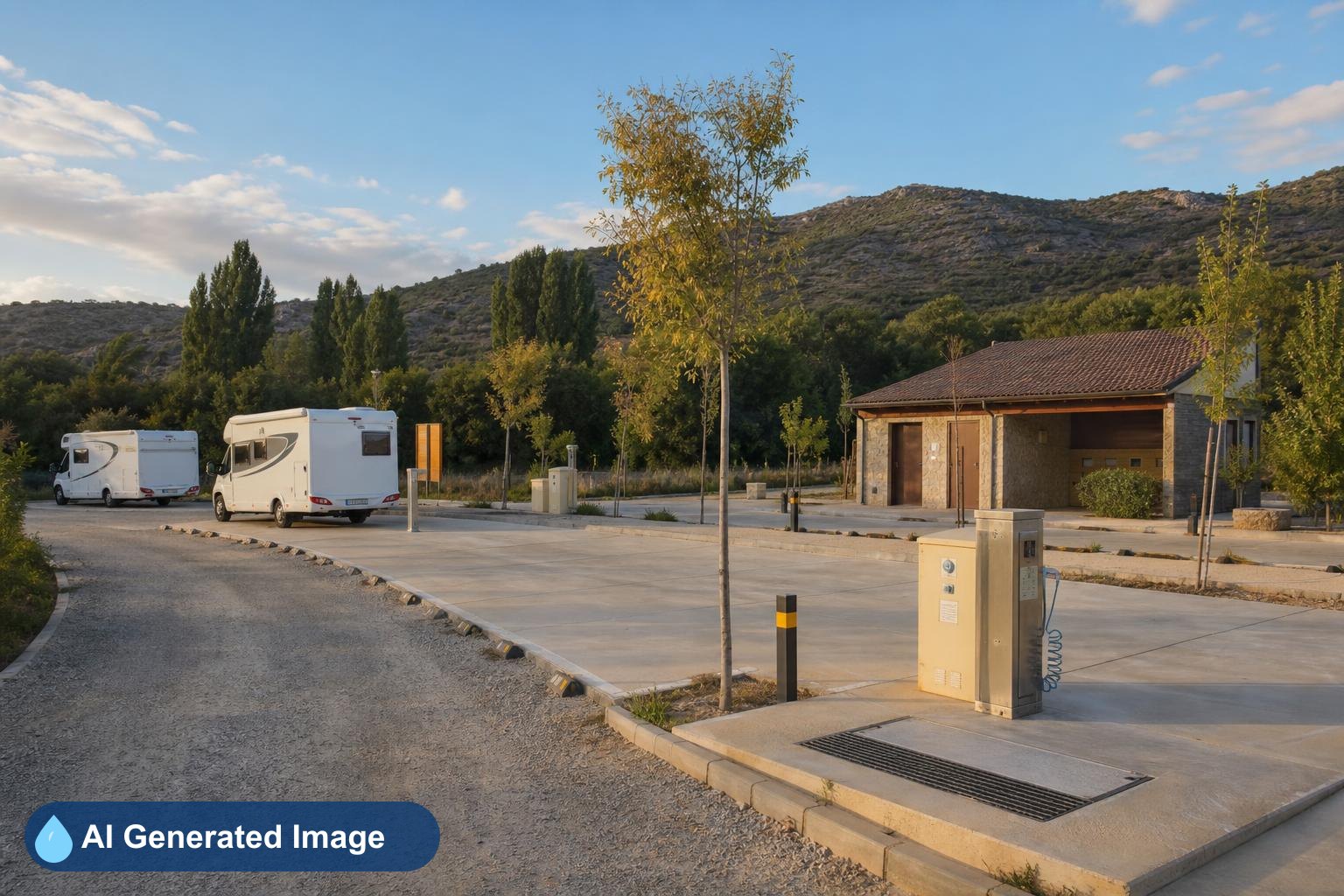 Área de autocaravanas Área servicios autocaravanas en Aldea del Fresno, Madrid