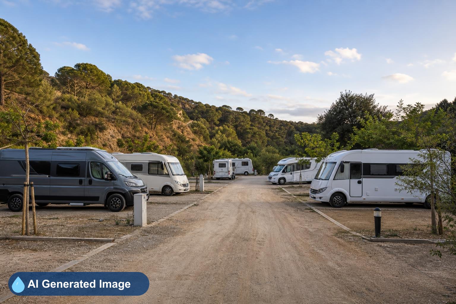 Área de autocaravanas Camping La Verneda en Sant Cebrià de Vallalta, Barcelona