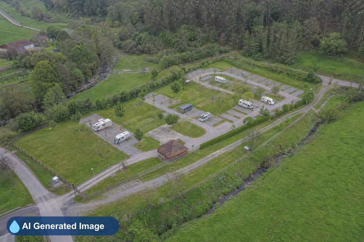 Área de autocaravanas Camping Municipal de Sobrescobio en Ladines, Asturias